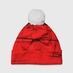 Шапка с помпоном КРАСНЫЙ ГРАНЖ RED GRUNGE, цвет: 3D-белый