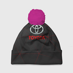 Шапка с помпоном Toyota Тонкие линии неона, цвет: 3D-малиновый