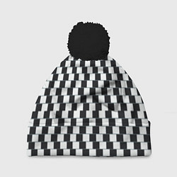 Шапка с помпоном Шахматная Иллюзия Искажения, цвет: 3D-черный