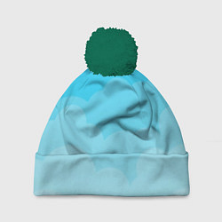 Шапка с помпоном Голубые облака, цвет: 3D-зеленый