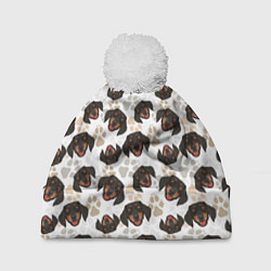 Шапка с помпоном Такса Dachshund Dog, цвет: 3D-белый