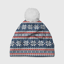 Шапка с помпоном Knitted Christmas Pattern, цвет: 3D-белый