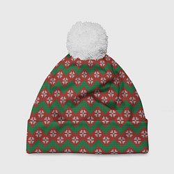 Шапка с помпоном Knitted Snowflake Pattern, цвет: 3D-белый