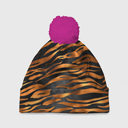 Шапка с помпоном В шкуре тигра, цвет: 3D-малиновый
