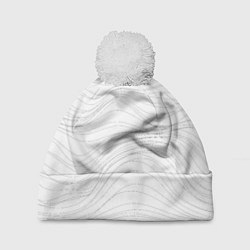 Шапка с помпоном Белые волны, цвет: 3D-белый