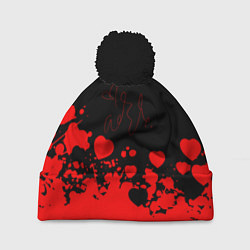 Шапка с помпоном Adele Сердечки Автограф, цвет: 3D-черный