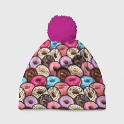 Шапка с помпоном Sweet donuts, цвет: 3D-малиновый
