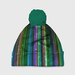 Шапка с помпоном Свет неоновой радуги, цвет: 3D-зеленый