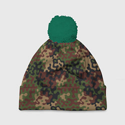 Шапка с помпоном Военный Камуфляж Military, цвет: 3D-зеленый