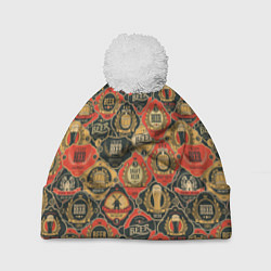 Шапка с помпоном Пивные Этикетки, цвет: 3D-белый