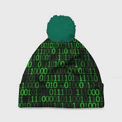 Шапка с помпоном Бинарный Код Binary Code, цвет: 3D-зеленый
