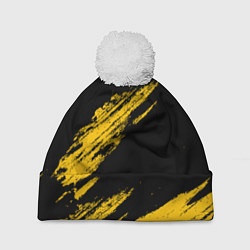 Шапка с помпоном BLACK AND YELLOW GRUNGE ГРАНЖ, цвет: 3D-белый