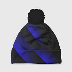 Шапка с помпоном Blue Fade 3D Синий градиент, цвет: 3D-черный