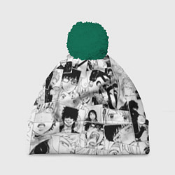 Шапка c помпоном Синий Экзорцист паттерн