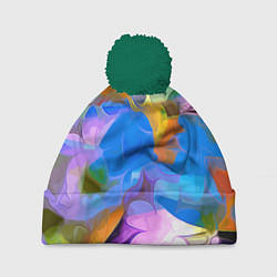 Шапка с помпоном Цветочный узор Summer, цвет: 3D-зеленый