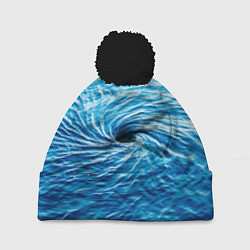 Шапка с помпоном Водоворот Океан, цвет: 3D-черный