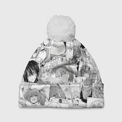 Шапка с помпоном О моём происхождении в слизь pattern, цвет: 3D-белый