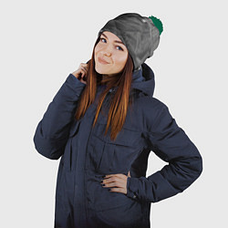 Шапка с помпоном Мятая сетчатая ткань Crumpled Mesh Fabric, цвет: 3D-зеленый — фото 2