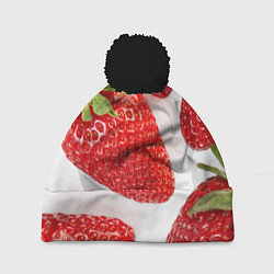 Шапка с помпоном Strawberries, цвет: 3D-черный