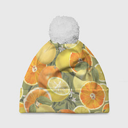 Шапка с помпоном Апельсины и Лимоны, цвет: 3D-белый