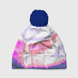 Шапка с помпоном Тай-дай Абстракция Tie-Dye, цвет: 3D-тёмно-синий