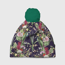Шапка с помпоном Цветы В Букетах, цвет: 3D-зеленый