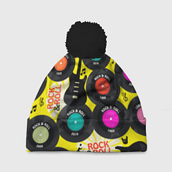 Шапка с помпоном ROCKNROLL VINYL RECORDS, цвет: 3D-черный