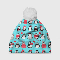 Шапка с помпоном PENGUINS ON THE POSITIVE, цвет: 3D-белый