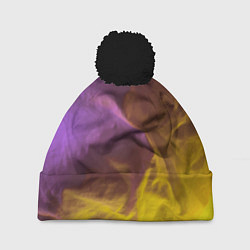 Шапка с помпоном Неоновые фонари на шёлковой поверхности - Фиолетов, цвет: 3D-черный