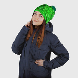 Шапка с помпоном Зелёные листья - текстура, цвет: 3D-зеленый — фото 2