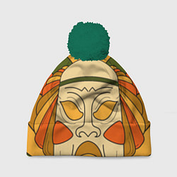 Шапка с помпоном Polynesian tiki SCREAMY, цвет: 3D-зеленый