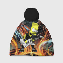 Шапка с помпоном Барт Симпсон - соло на гитаре, цвет: 3D-черный
