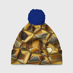 Шапка с помпоном Золотые камни, цвет: 3D-тёмно-синий