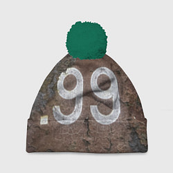 Шапка с помпоном Номер 99 на ржавом металле, цвет: 3D-зеленый
