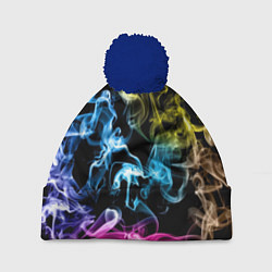 Шапка с помпоном Эйфория в дыму, цвет: 3D-тёмно-синий