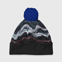 Шапка с помпоном Волнообразные следы белого и красного песка, цвет: 3D-тёмно-синий