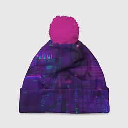 Шапка c помпоном Матричная вселенная неон