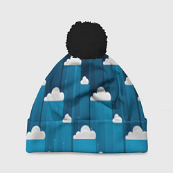 Шапка с помпоном Night clouds, цвет: 3D-черный
