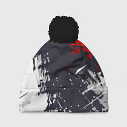 Шапка с помпоном Абстрактные брызги, цвет: 3D-черный