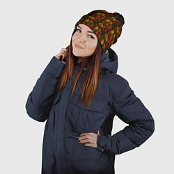 Шапка с помпоном Хохлома - красная рябина, цвет: 3D-черный — фото 2