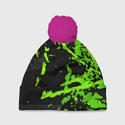 Шапка с помпоном Black & Green, цвет: 3D-малиновый