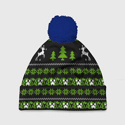 Шапка с помпоном Новогодний свитер - Крипер, цвет: 3D-тёмно-синий