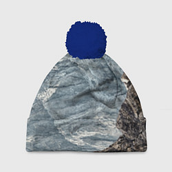Шапка с помпоном Море и гора, цвет: 3D-тёмно-синий