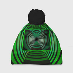 Шапка c помпоном Зелёный туннель - оптическая иллюзия