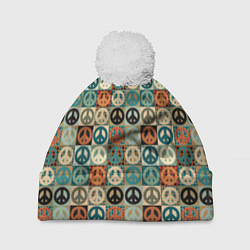 Шапка с помпоном Peace symbol pattern, цвет: 3D-белый