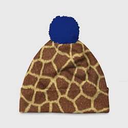 Шапка с помпоном Текстура жирафа, цвет: 3D-тёмно-синий