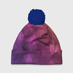 Шапка с помпоном Разноцветные полигоны, цвет: 3D-тёмно-синий