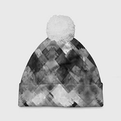 Шапка с помпоном Полоски белые и чёрные, цвет: 3D-белый