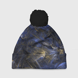 Шапка с помпоном Синяя абстракция, цвет: 3D-черный