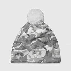 Шапка с помпоном Снежный камуфляж, цвет: 3D-белый